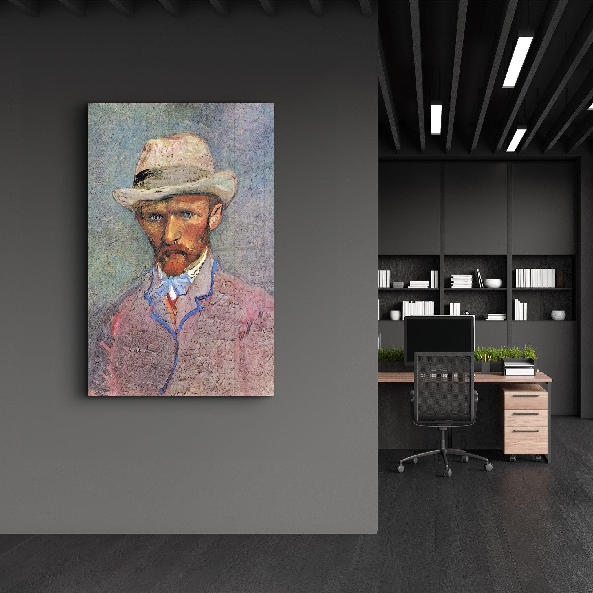 Vincent van Gogh's Self-Portrait with a Gray Straw Hat (1887) | Glass Wall Art - ArtDesigna Glass Printing Wall Art