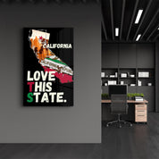 Love This State - California | Glass Wall Art - ArtDesigna Glass Printing Wall Art