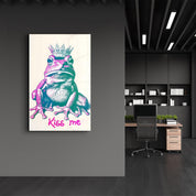 Kiss Me - Frog | Designers Collection Glass Wall Art - ArtDesigna Glass Printing Wall Art