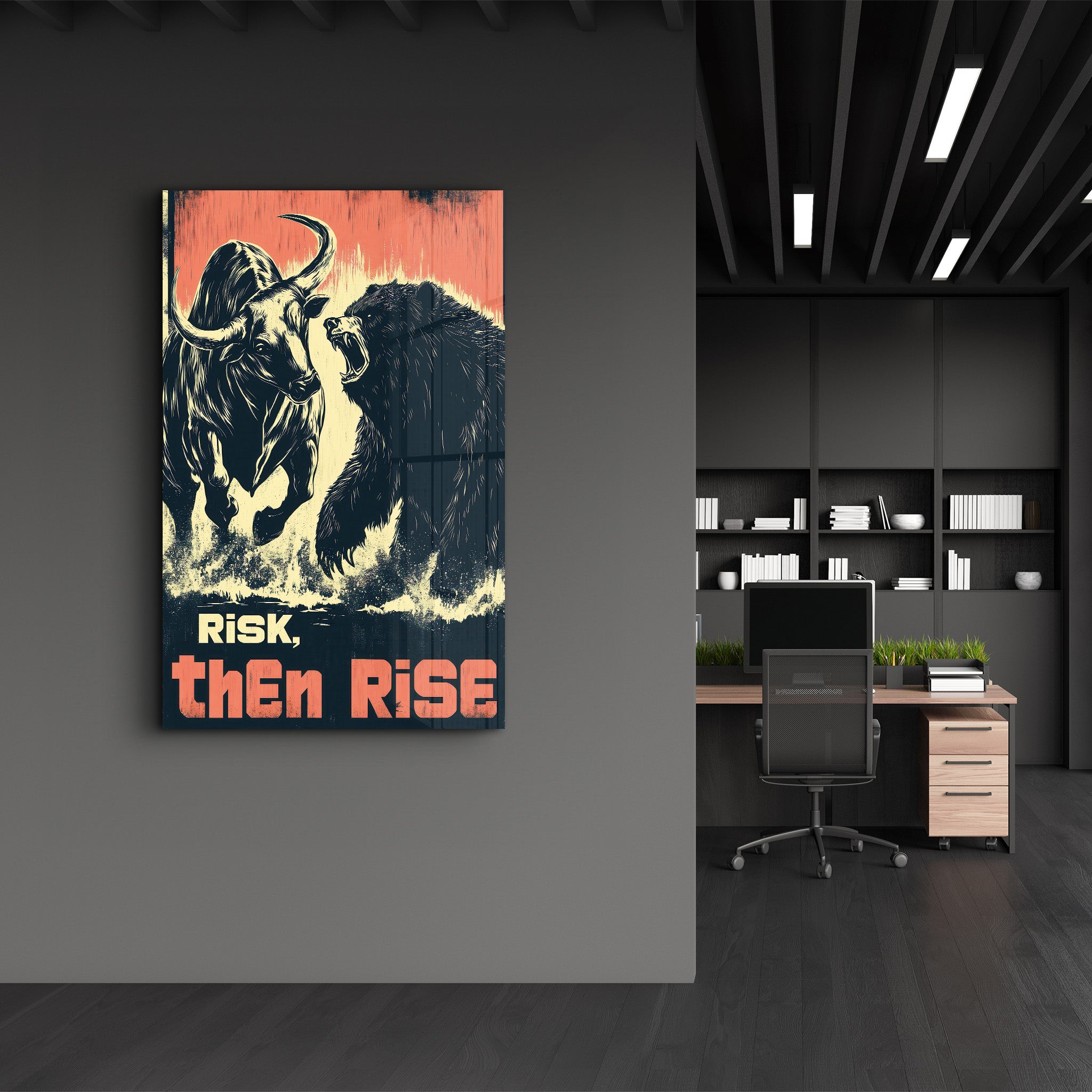 Risk, Then Rise - Motivational Glass Wall Art