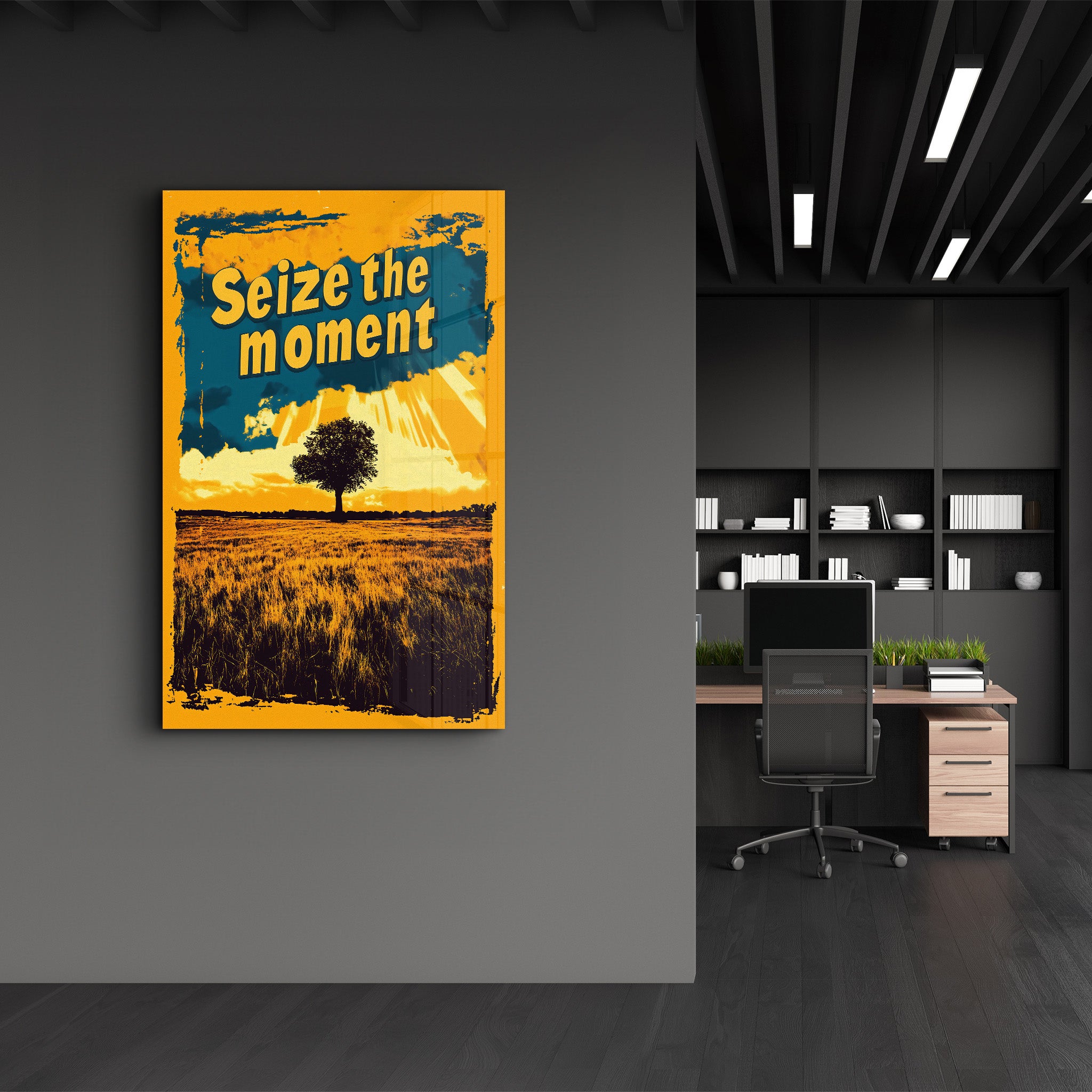 Seize the Moment - Motivational Glass Wall Art