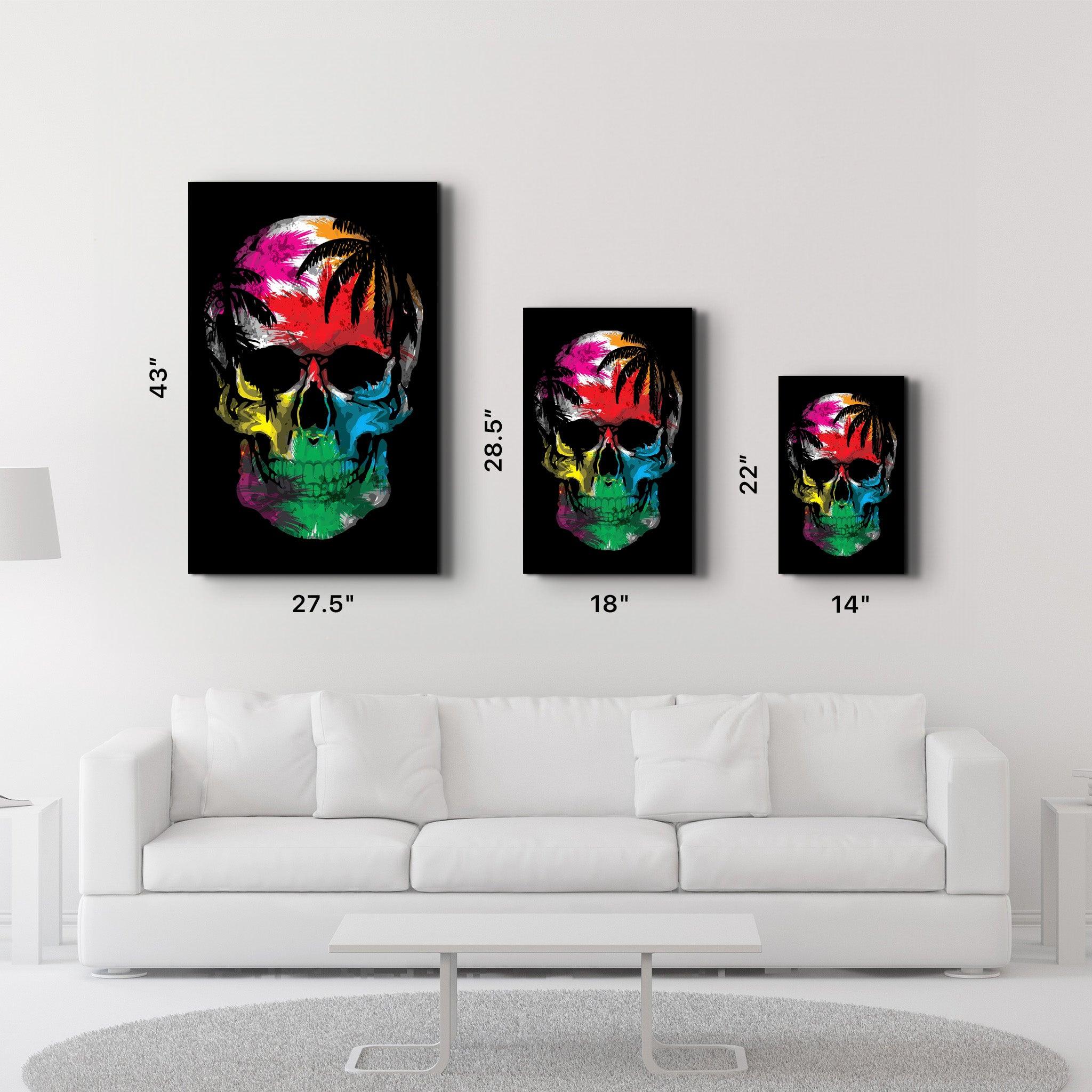 The Palm Skull | Glass Wall Art - Artdesigna