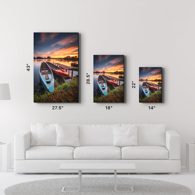 ・"Longboats With Sunset"・Glass Wall Art - ArtDesigna Glass Printing Wall Art