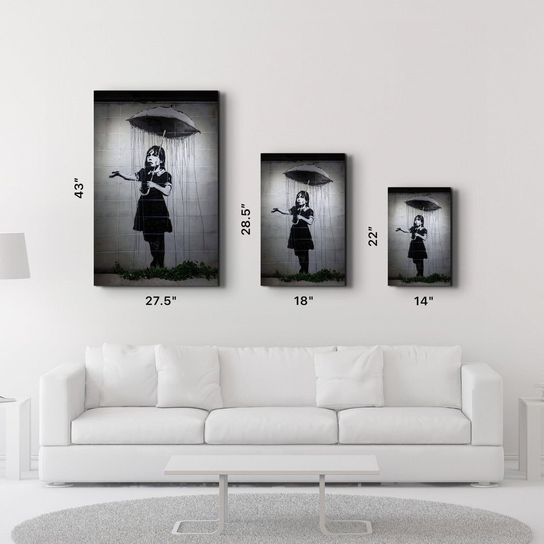 ・"Banksy - Girl with an umbrella"・Glass Wall Art - ArtDesigna Glass Printing Wall Art