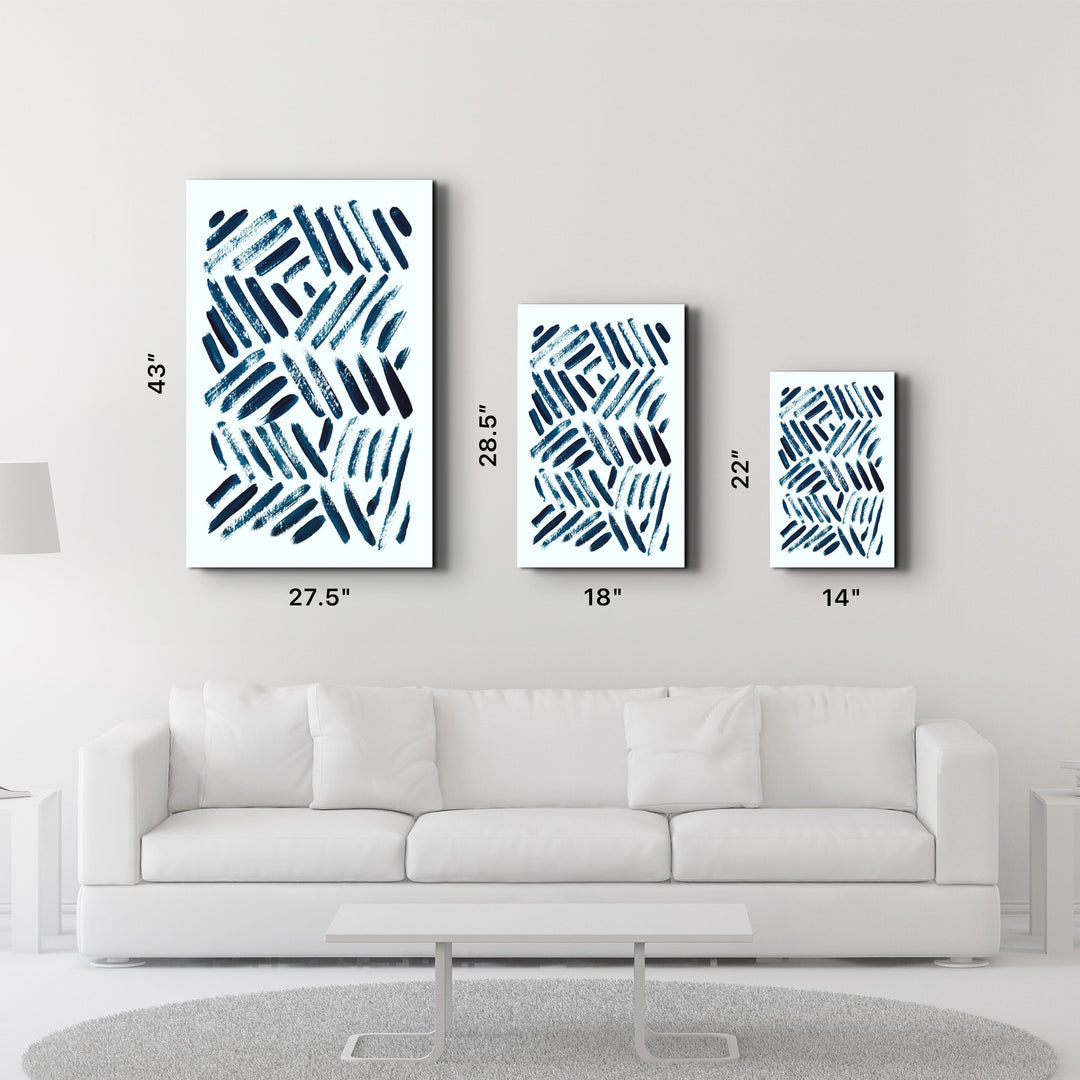 ・"Blue Brush Marks"・Glass Wall Art - ArtDesigna Glass Printing Wall Art