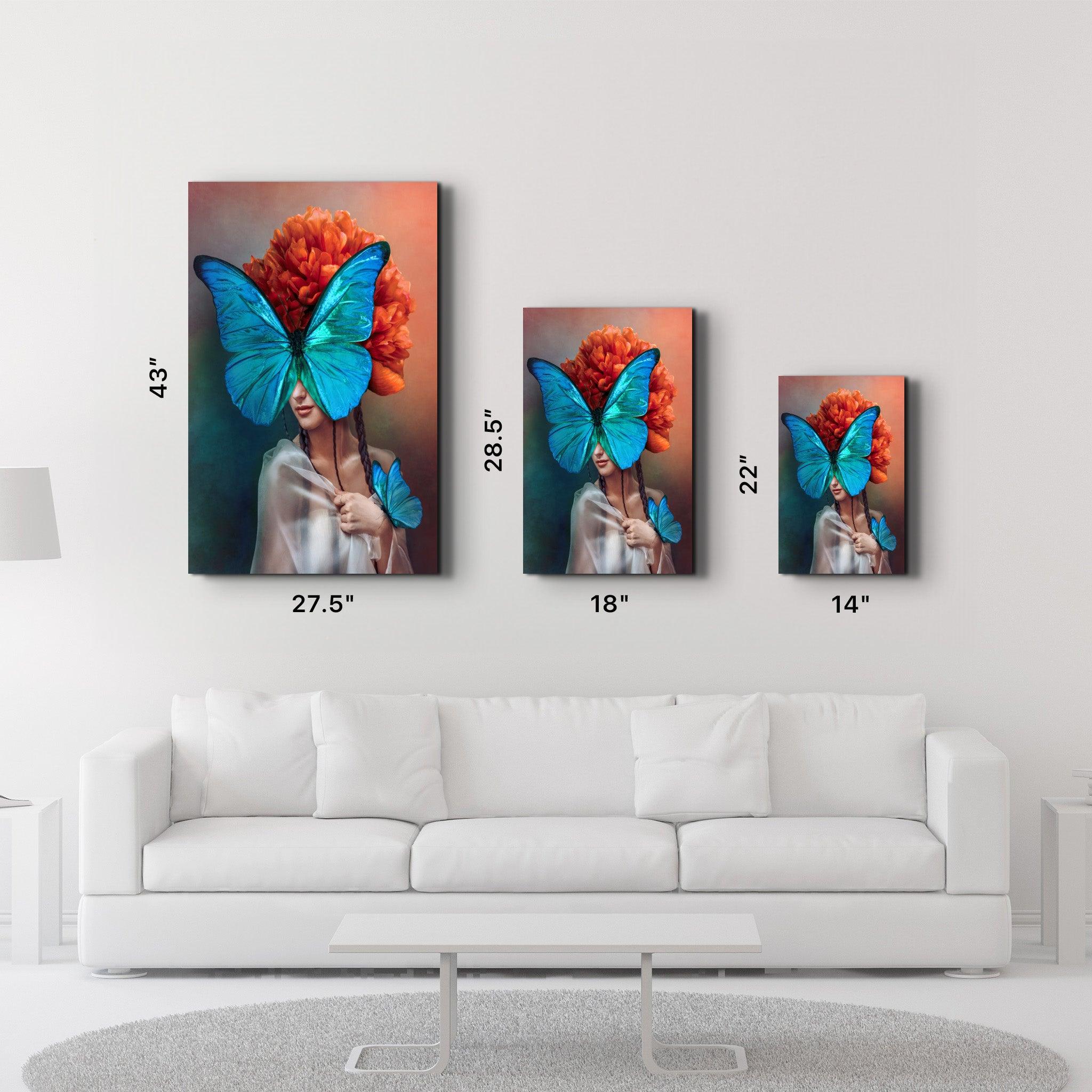 Blue Wings | Glass Wall Art - Artdesigna