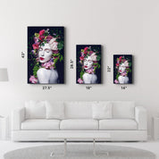 Floral Woman Portrait | Glass Wall Art - Artdesigna