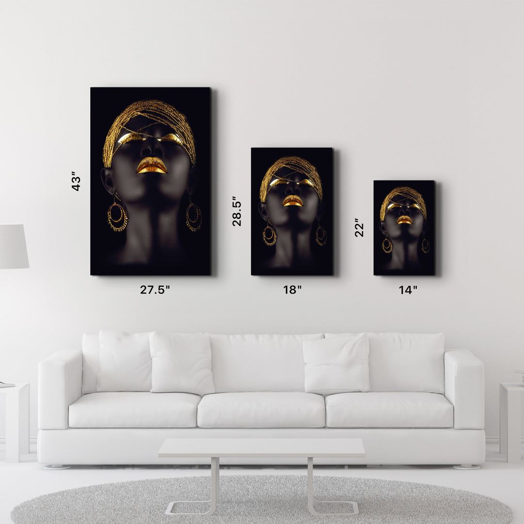 ・"Golden Lips Woman Portrait V2"・Glass Wall Art - ArtDesigna Glass Printing Wall Art