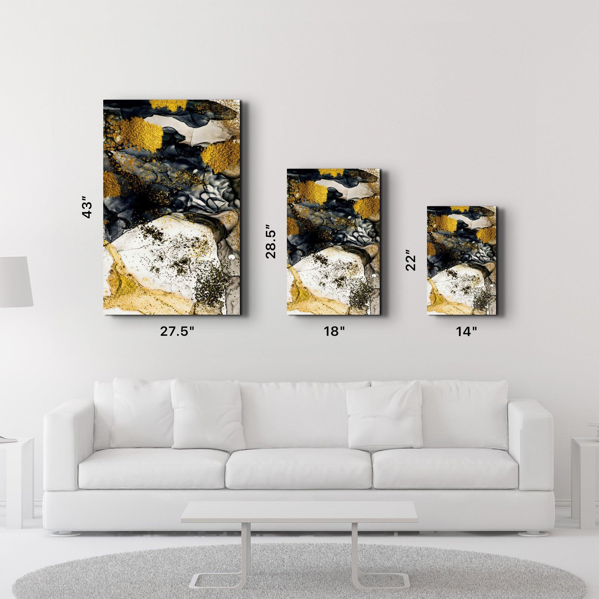 Golden Abstract 1 | Glass Wall Art - Artdesigna