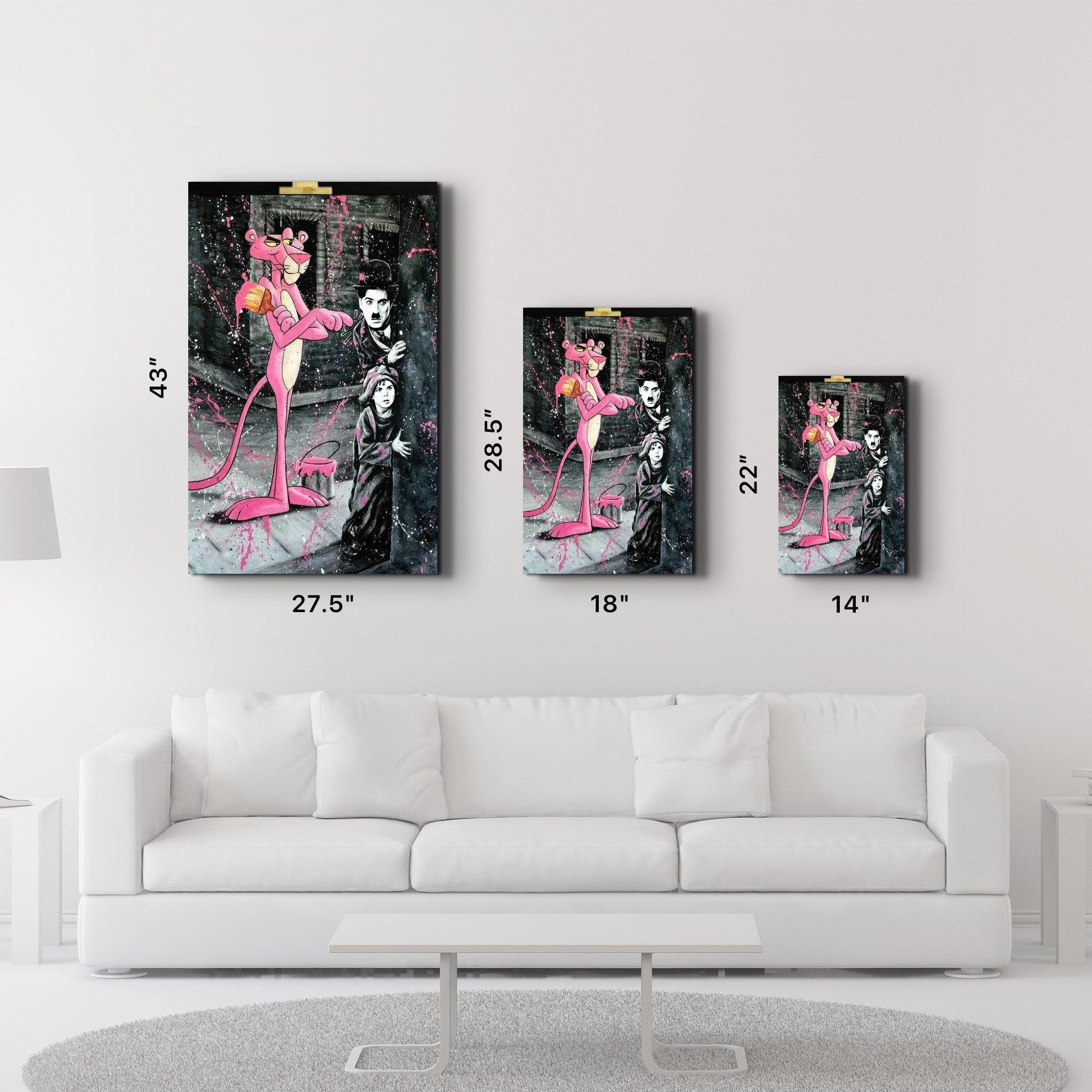 Pink Panther & Charlie | Designer's Collection Glass Wall Art - ArtDesigna Glass Printing Wall Art