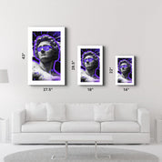 Statue Pop Art Purple | Designer's Collection Glass Wall Art - ArtDesigna Glass Printing Wall Art