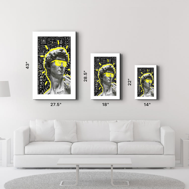 ・"Statue Pop Art Yellow"・Designer's Collection Glass Wall Art - ArtDesigna Glass Printing Wall Art