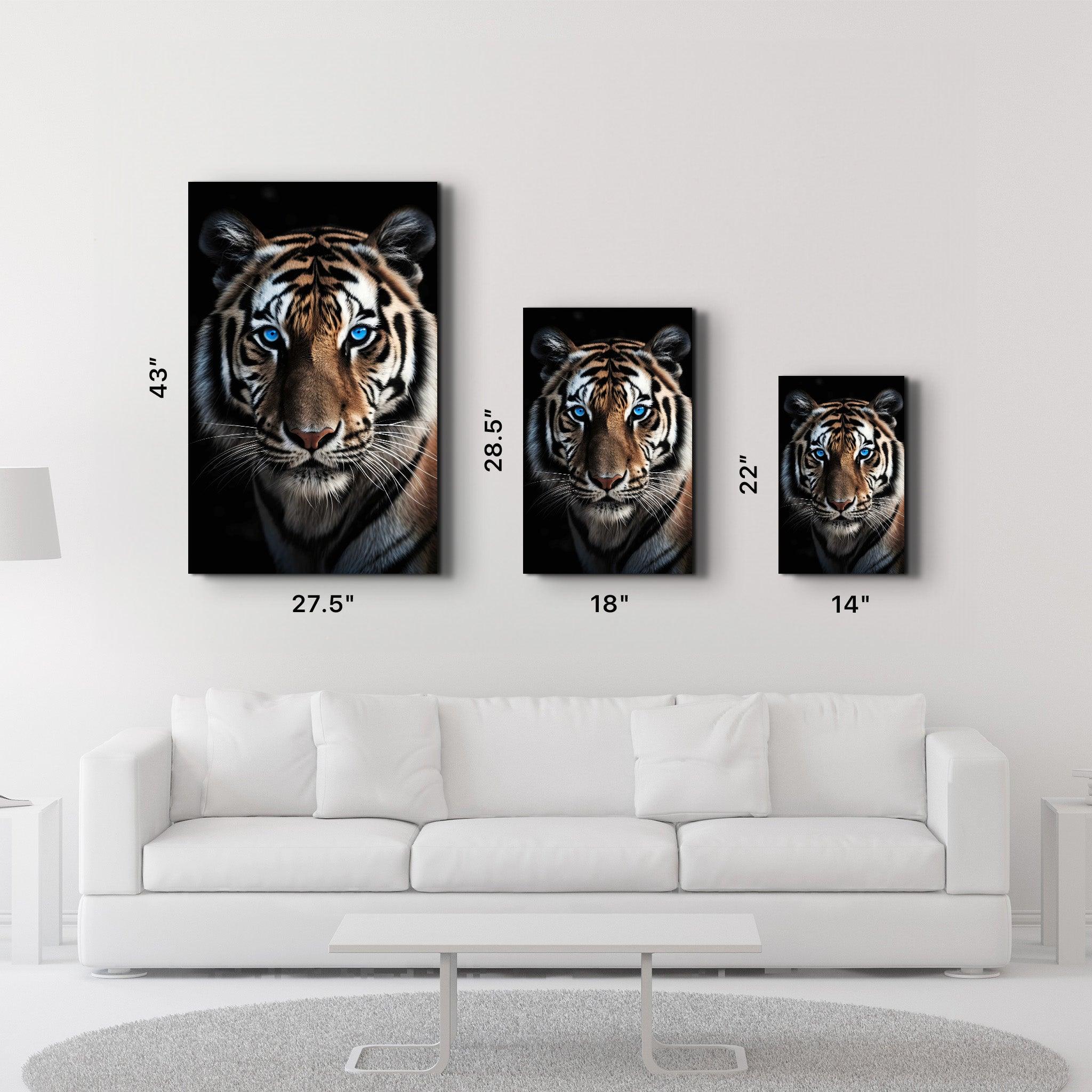 Blue Eyes - Tiger | Designers Collection Glass Wall Art - Artdesigna