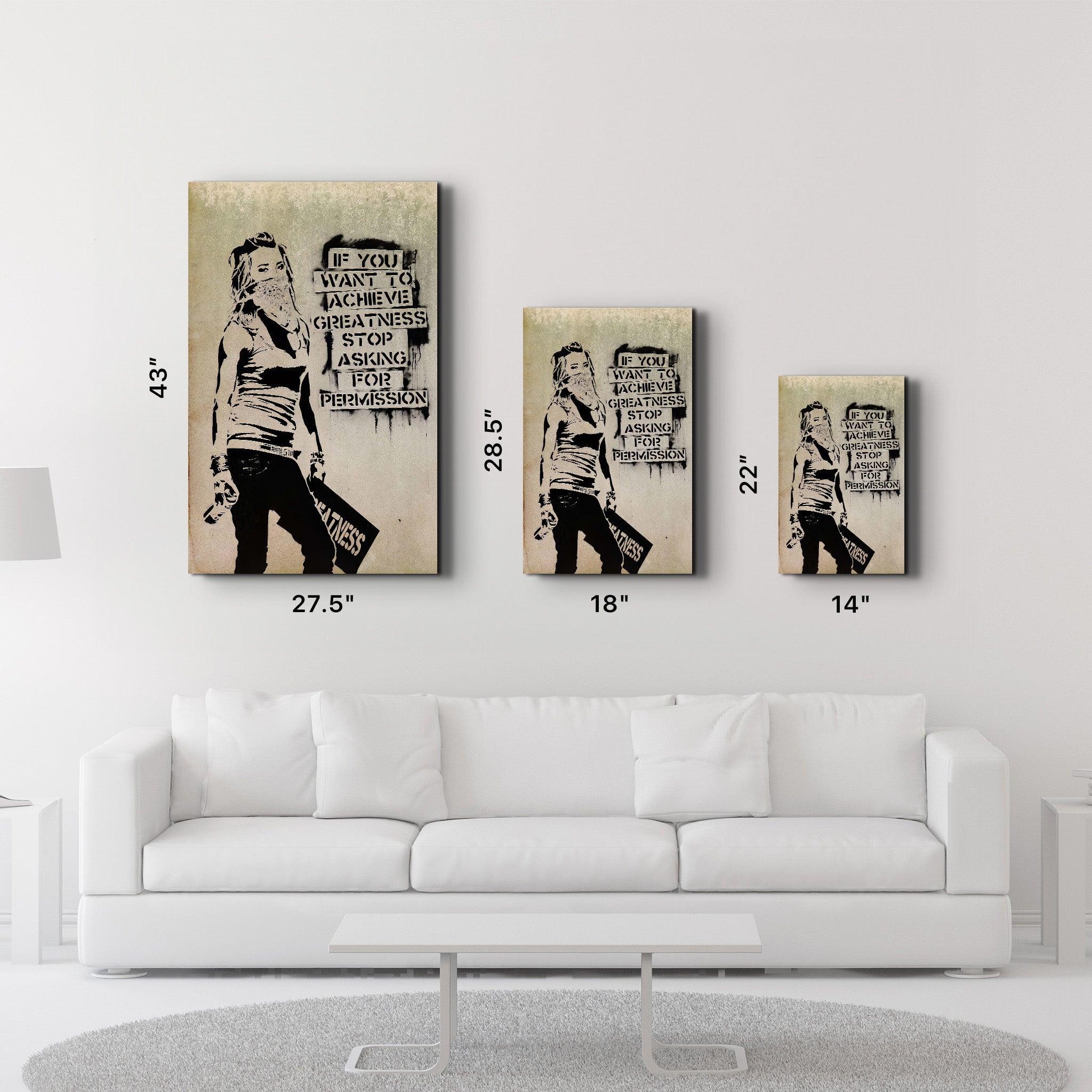 Banksy - Greatness | Glass Wall Art - ArtDesigna Glass Printing Wall Art