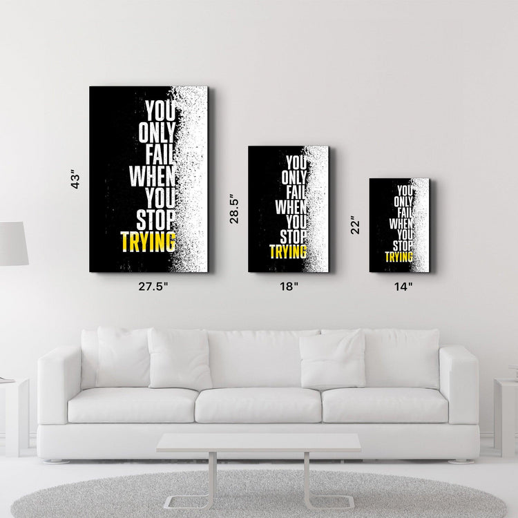 ・"Don't Stop Trying"・Designer's Collection Glass Wall Art - ArtDesigna Glass Printing Wall Art