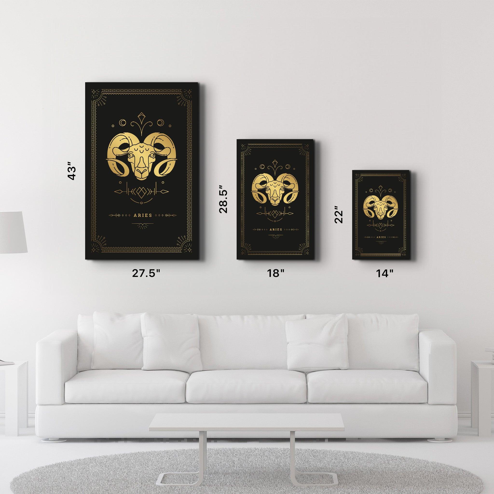 ARIES | Black Zodiac Collection Glass Wall Art - Artdesigna