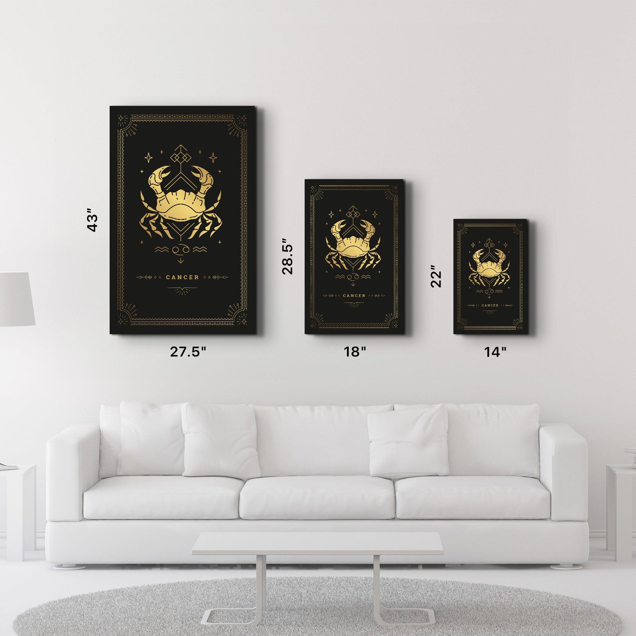 CANCER | Black Zodiac Collection Glass Wall Art - ArtDesigna Glass Printing Wall Art