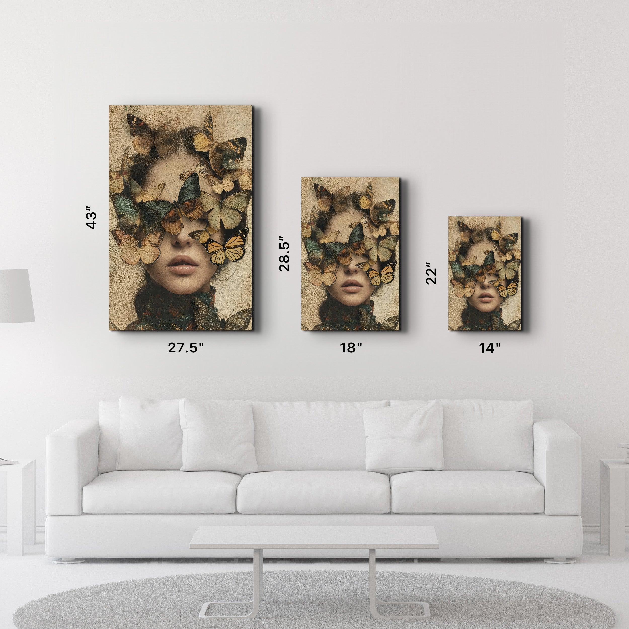 Butterflies on my Head - Glass Wall Art - Artdesigna