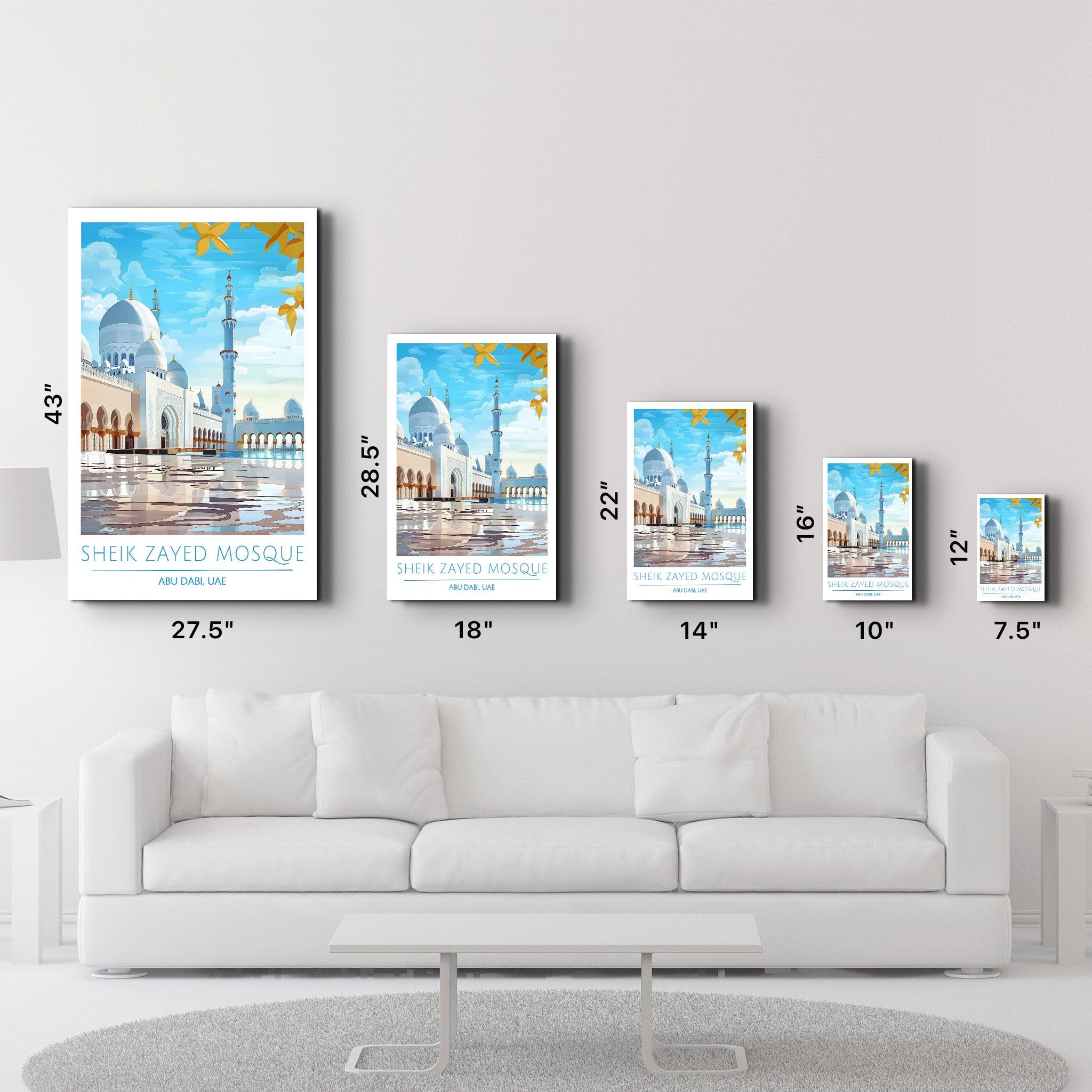 Sheik Zayed Mosque-Abu Dabi UAE-Travel Posters | Glass Wall Art - ArtDesigna Glass Printing Wall Art