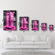 Pink Retro Telephone Booth - Glass Wall Art