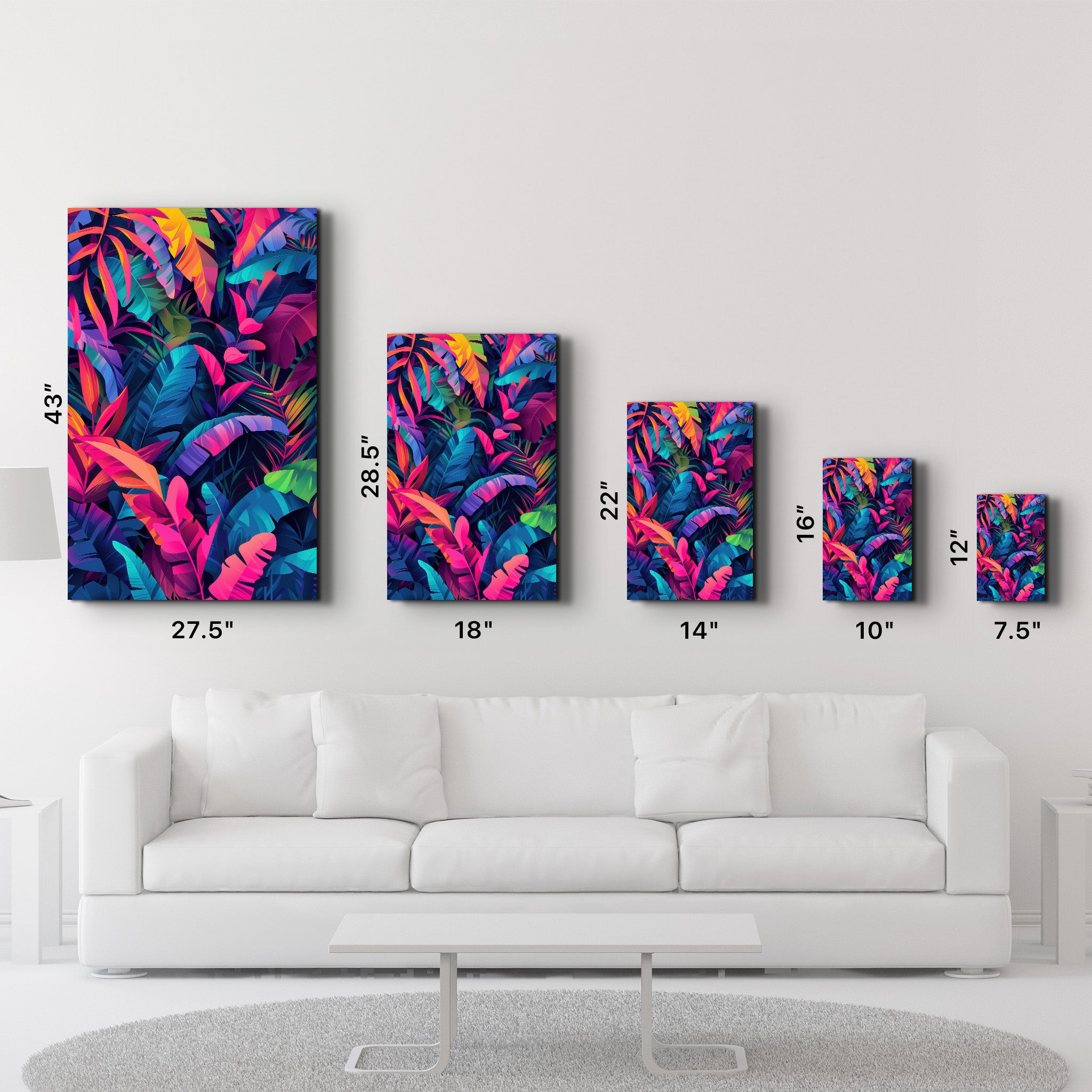 Colorful Tropical Leaves - Glass Wall Art - Artdesigna