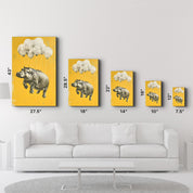 Hippo Rising with Balloons - Glass Wall Art