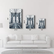 Brooklyn Bridge Retro Gray 2 | Glass Wall Art - Artdesigna