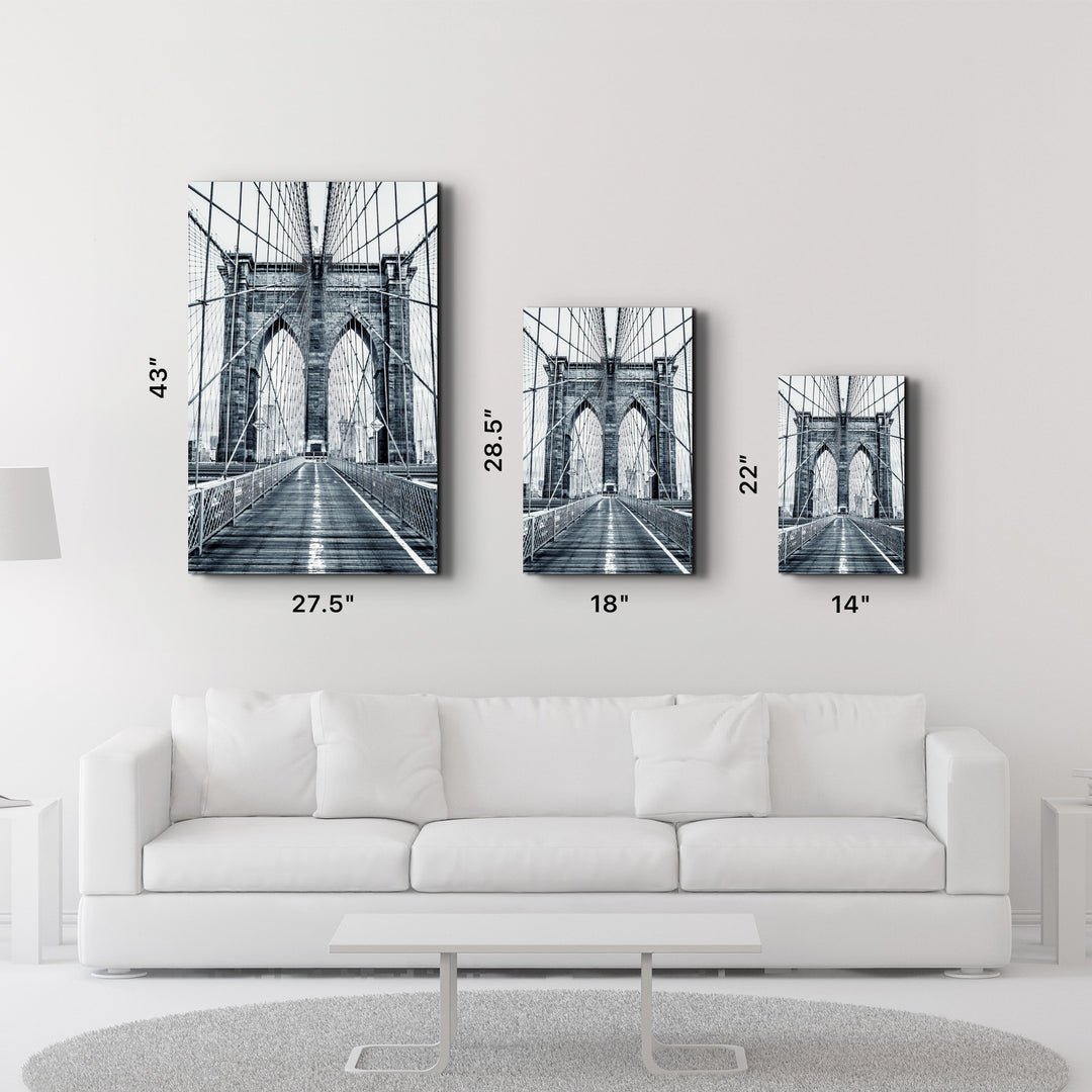 ・"Brooklyn Bridge Retro Gray 2"・Glass Wall Art - ArtDesigna Glass Printing Wall Art