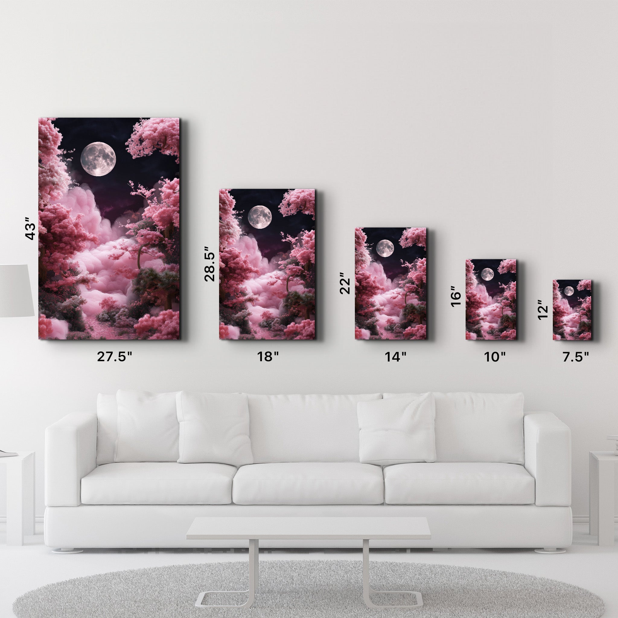 Moon is Rising over Pink Clouds | Glass Wall Art