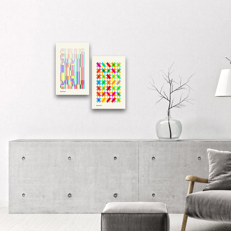 ."Bauhaus Rainbow Duo". Contemporary Gallery Collection Glass Wall Art - ArtDesigna Glass Printing Wall Art