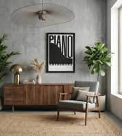 PIANO – Modern Wooden Music Typography Wall Art