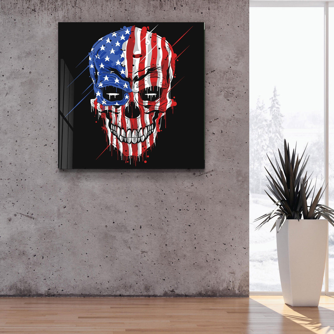 ."American Skull". Designers Collection Glass Wall Art - ArtDesigna Glass Printing Wall Art
