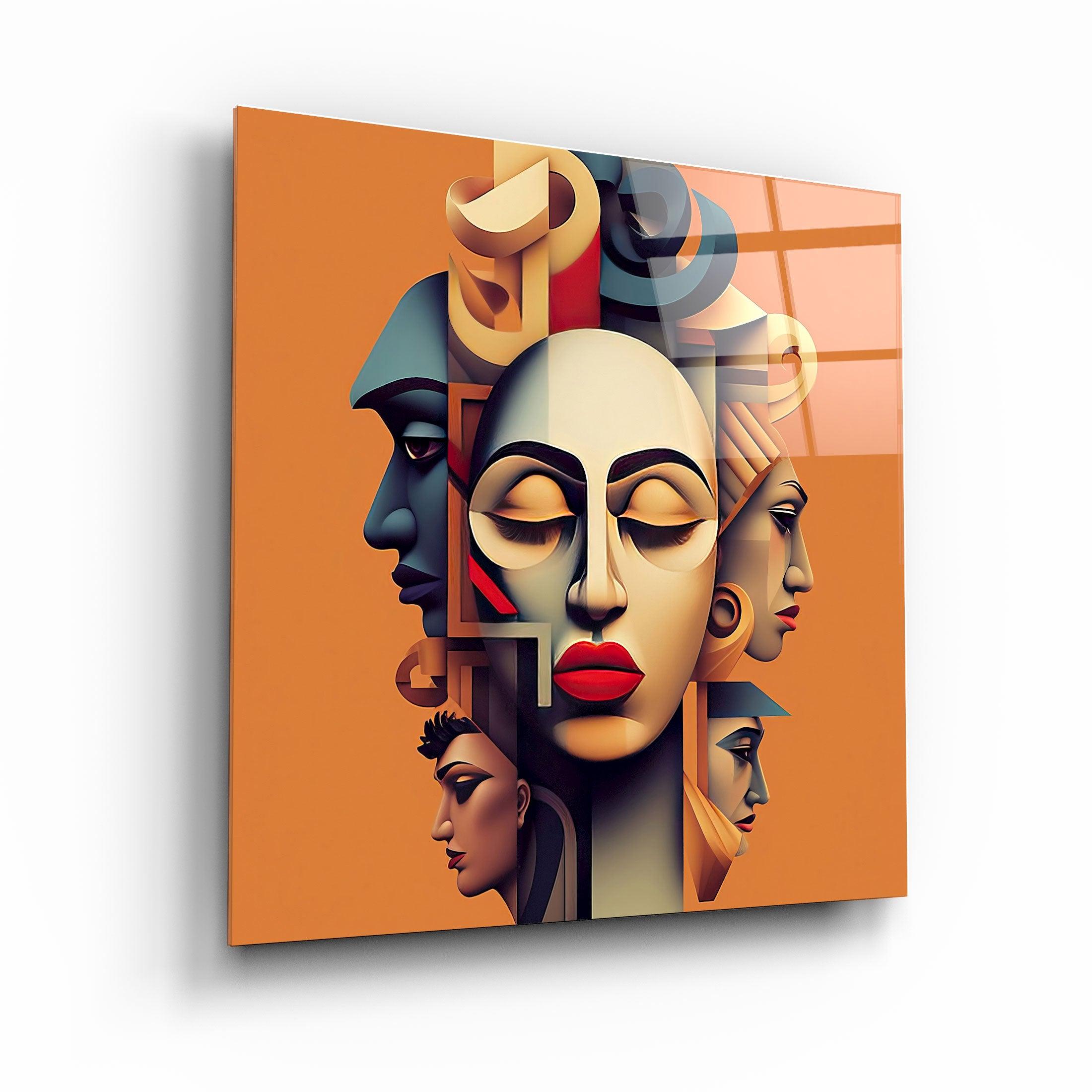."Face off". Designers Collection Glass Wall Art