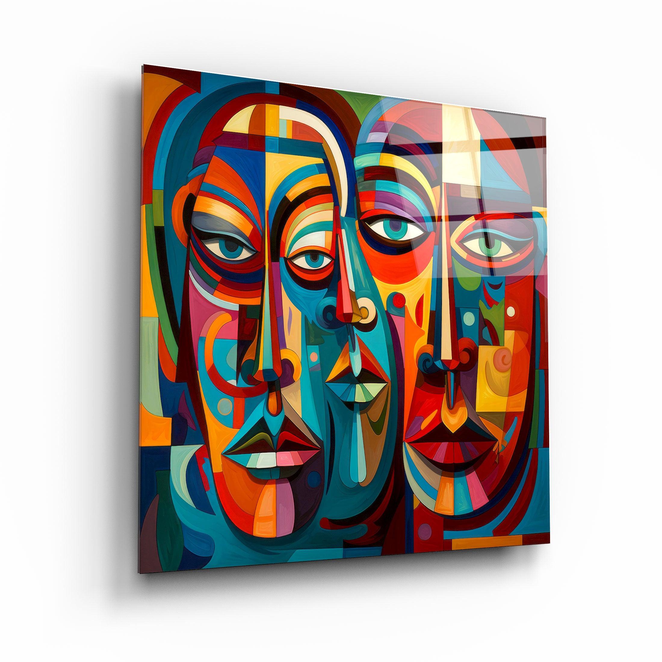 ."Abstract Faces". Designers Collection Glass Wall Art