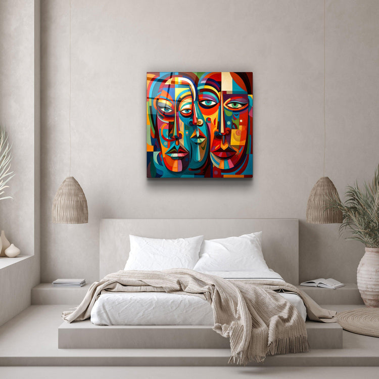 ."Abstract Faces". Designers Collection Glass Wall Art - ArtDesigna Glass Printing Wall Art