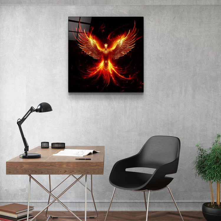 ."Phoenix - Guard of the Secret World". Designers Collection Glass Wall Art - ArtDesigna Glass Printing Wall Art