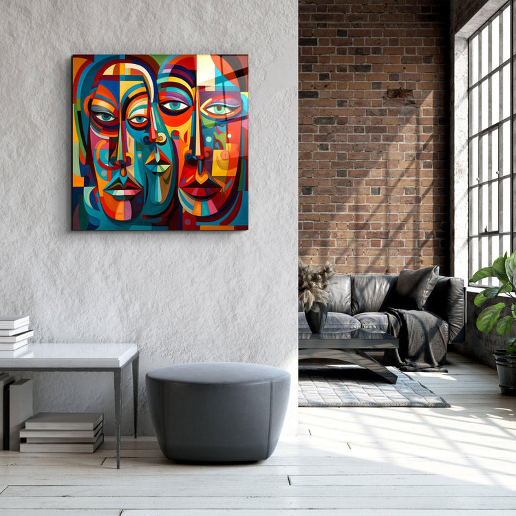 ."Abstract Faces". Designers Collection Glass Wall Art - ArtDesigna Glass Printing Wall Art