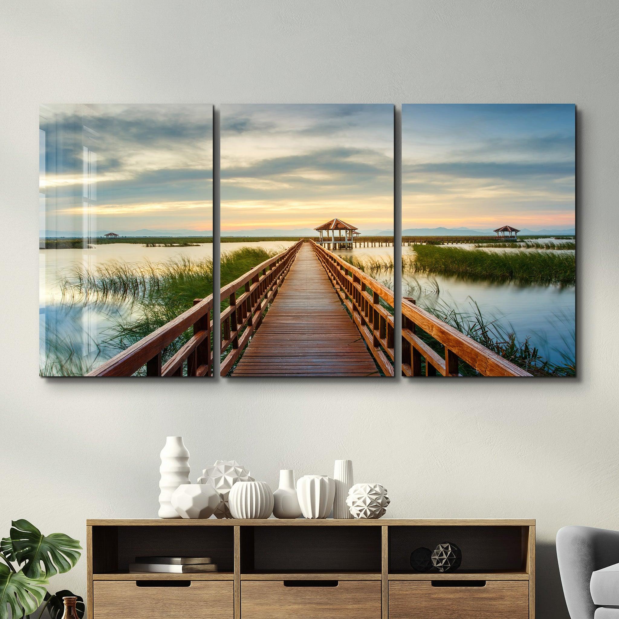 ・"Long Pier - Trio"・Glass Wall Art - ArtDesigna Glass Printing Wall Art