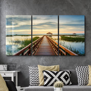 ・"Long Pier - Trio"・Glass Wall Art - ArtDesigna Glass Printing Wall Art