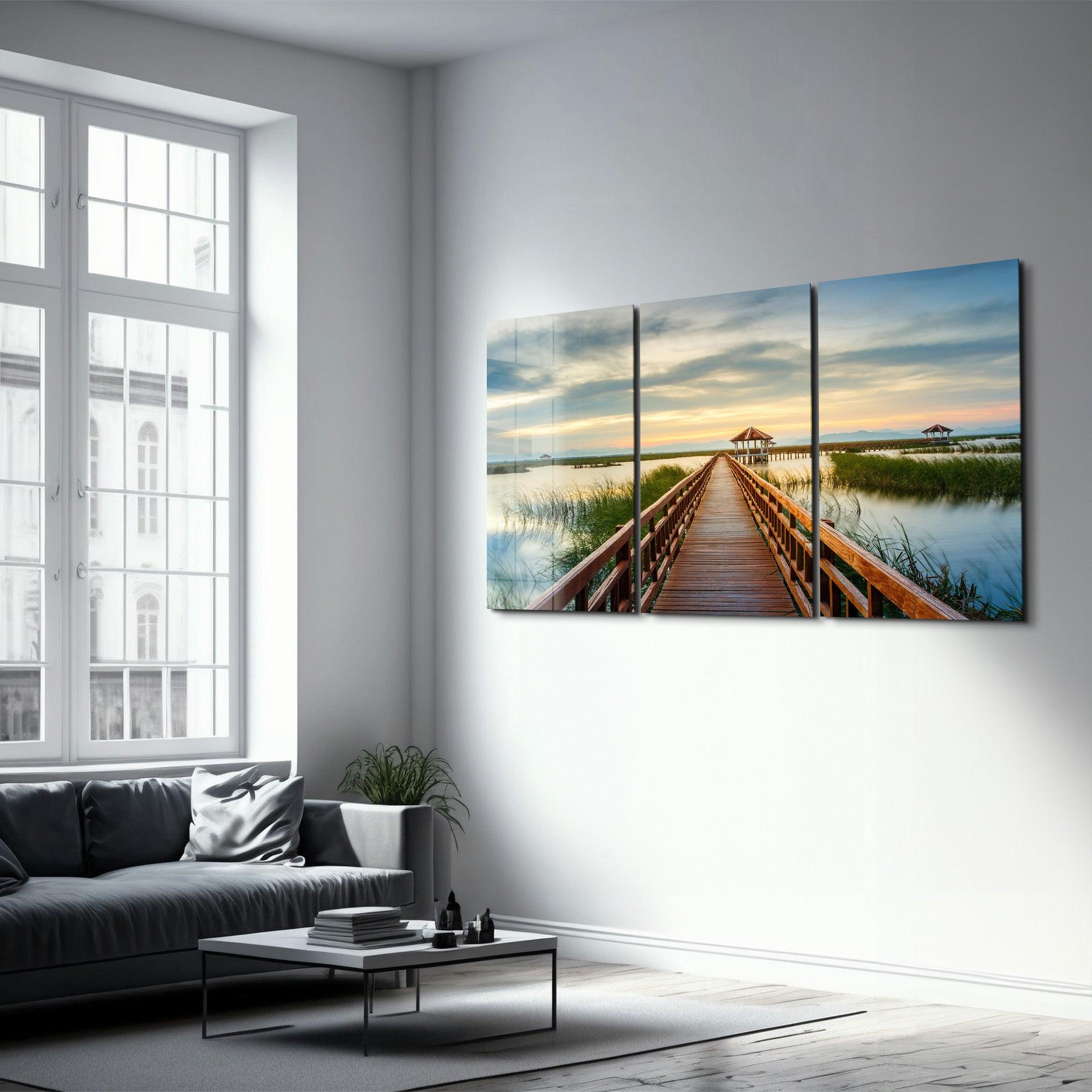 ・"Long Pier - Trio"・Glass Wall Art - ArtDesigna Glass Printing Wall Art