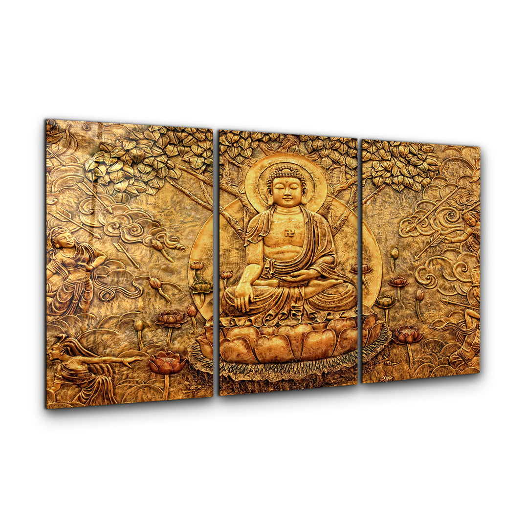 ・"Buddha - Trio"・Glass Wall Art