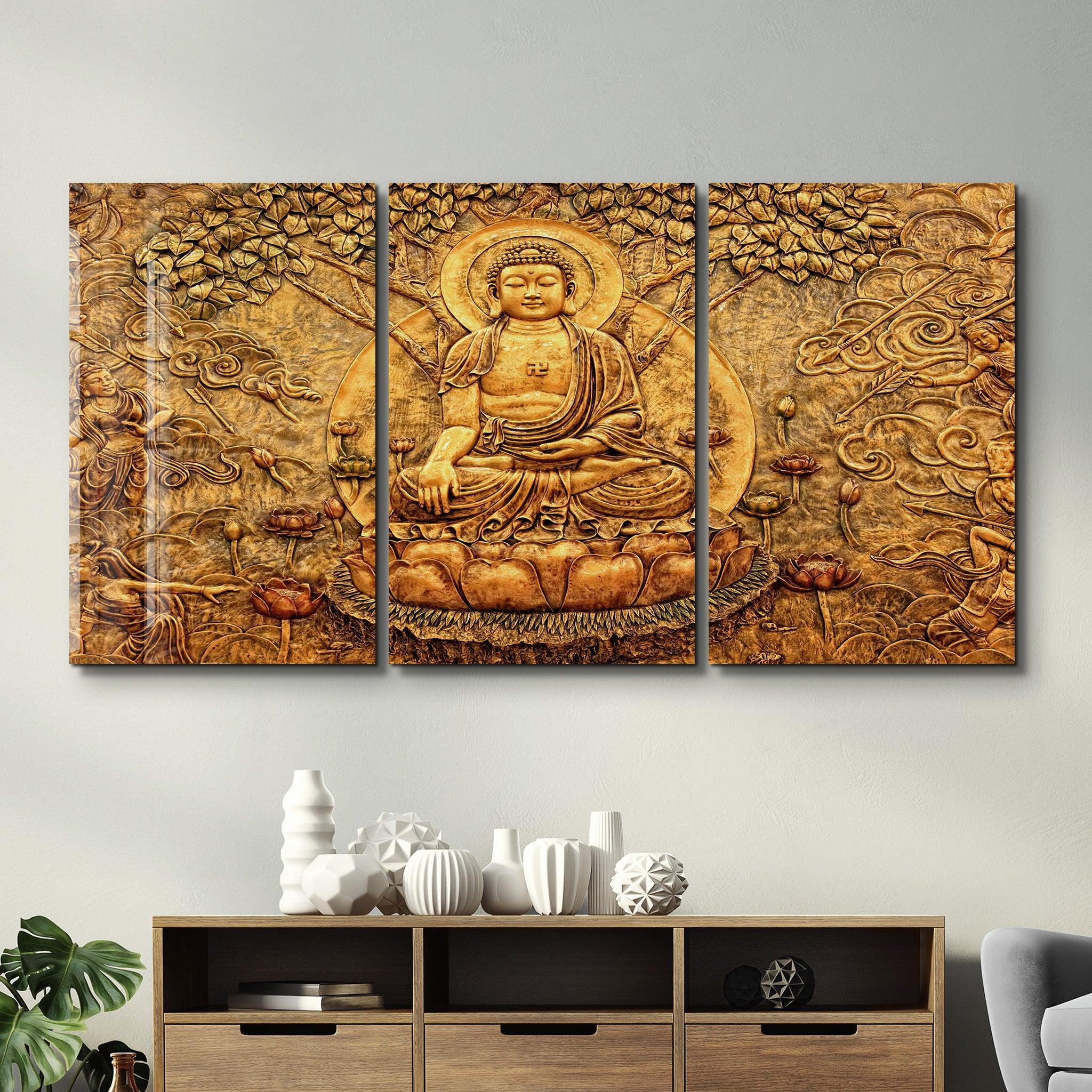 ・"Buddha - Trio"・Glass Wall Art - ArtDesigna Glass Printing Wall Art