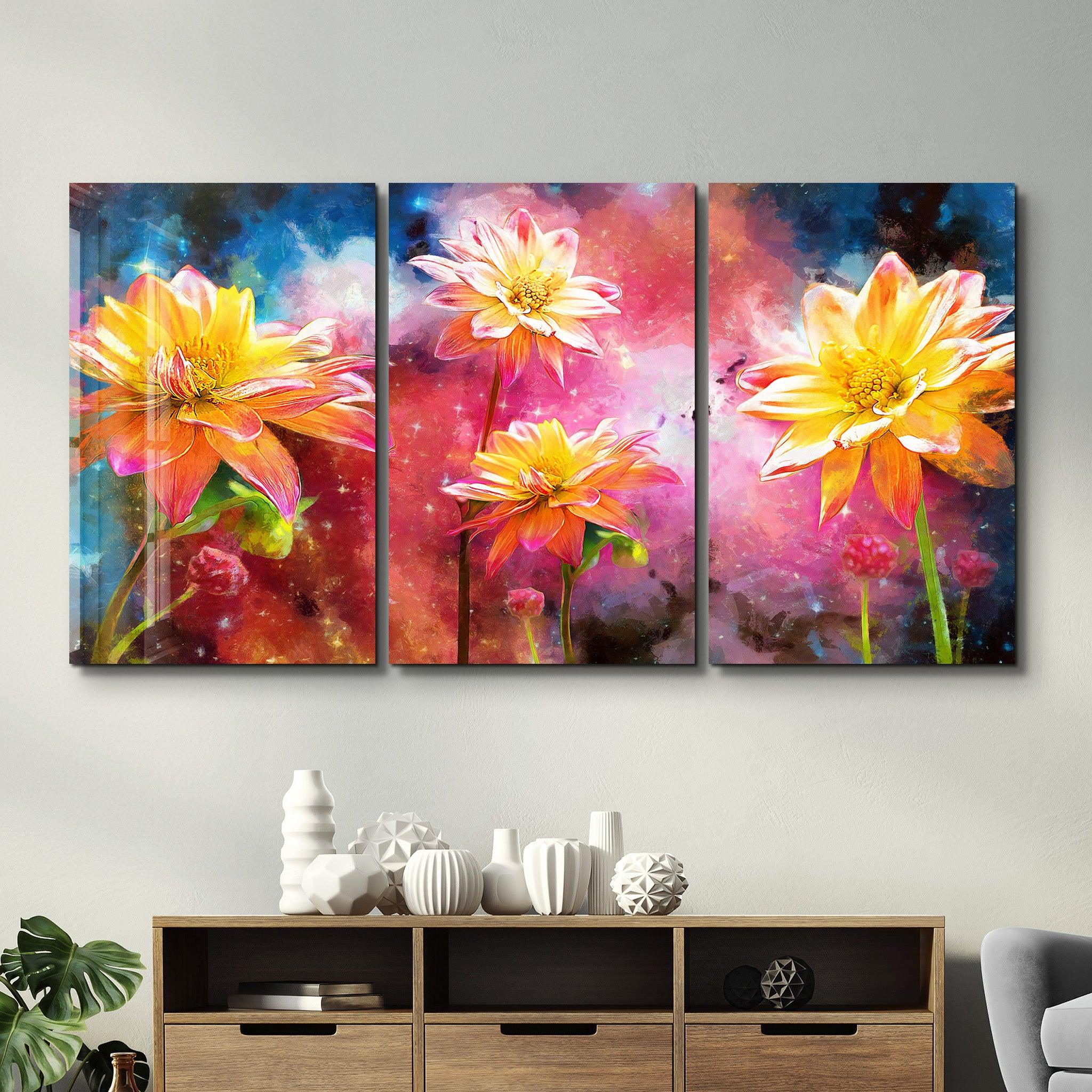 ・"Flower Dream - Trio"・Glass Wall Art - ArtDesigna Glass Printing Wall Art