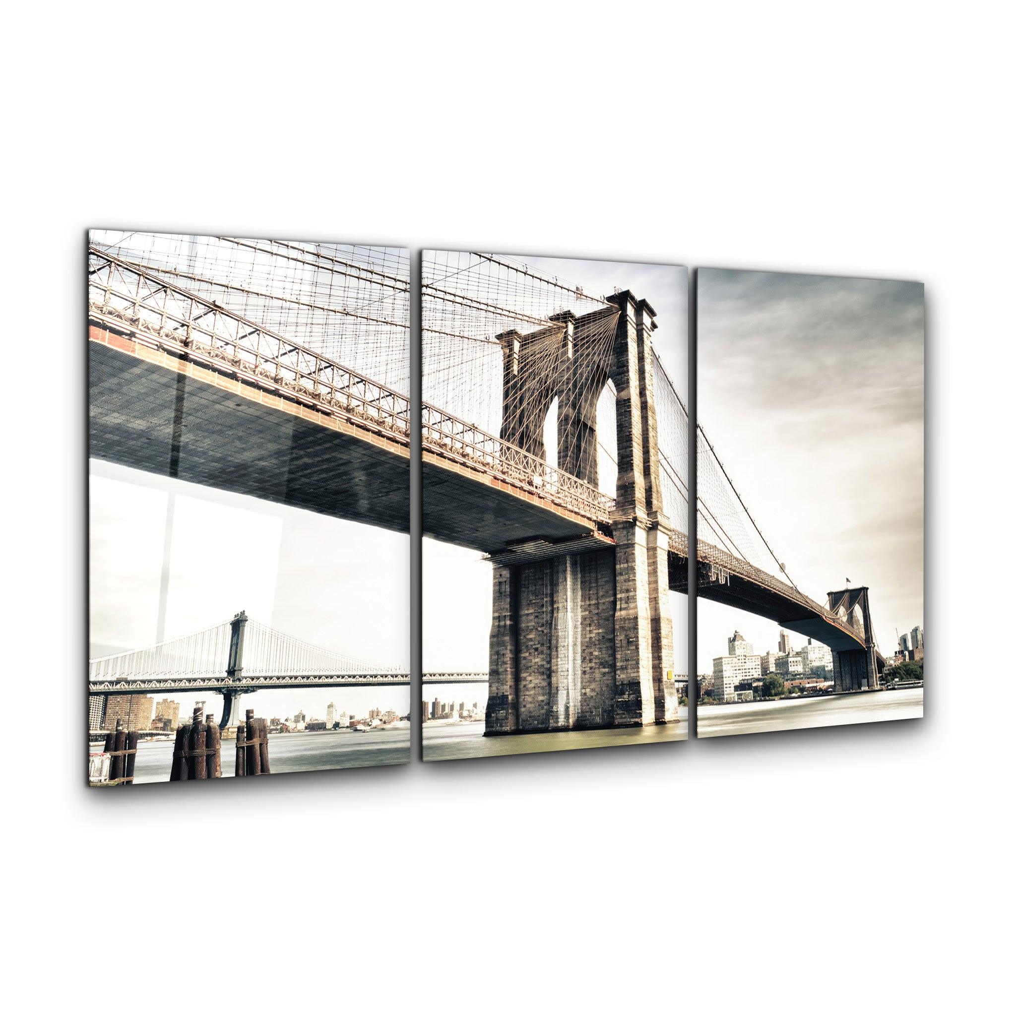 ・"Brooklyn Bridge - Trio"・Glass Wall Art - ArtDesigna Glass Printing Wall Art