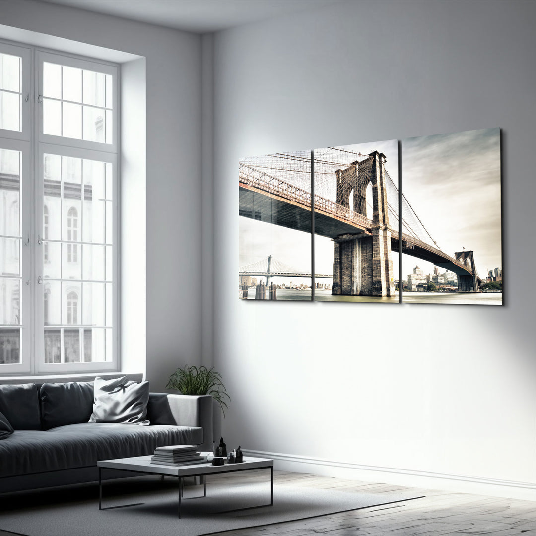 ・"Brooklyn Bridge - Trio"・Glass Wall Art