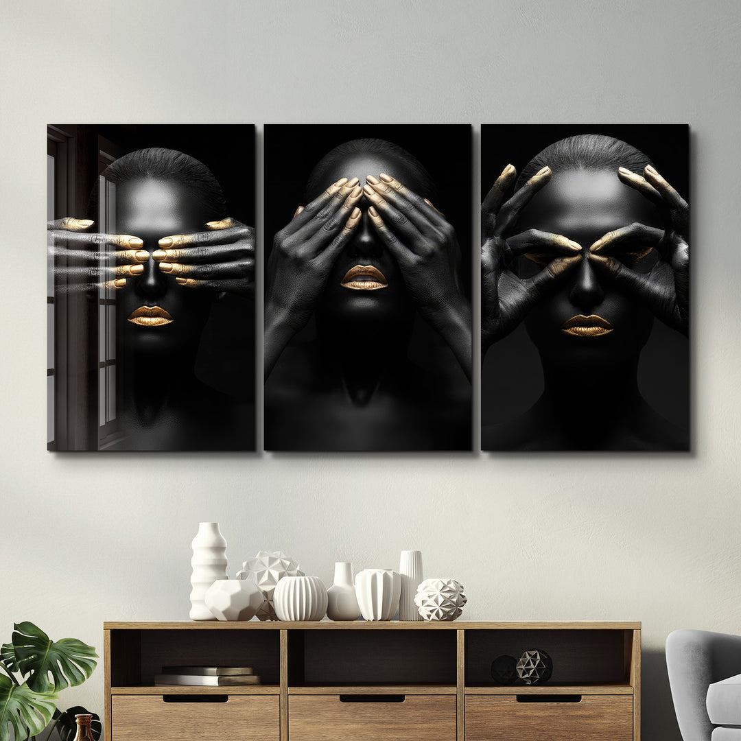 ・"Hands and Eyes - Trio"・Glass Wall Art