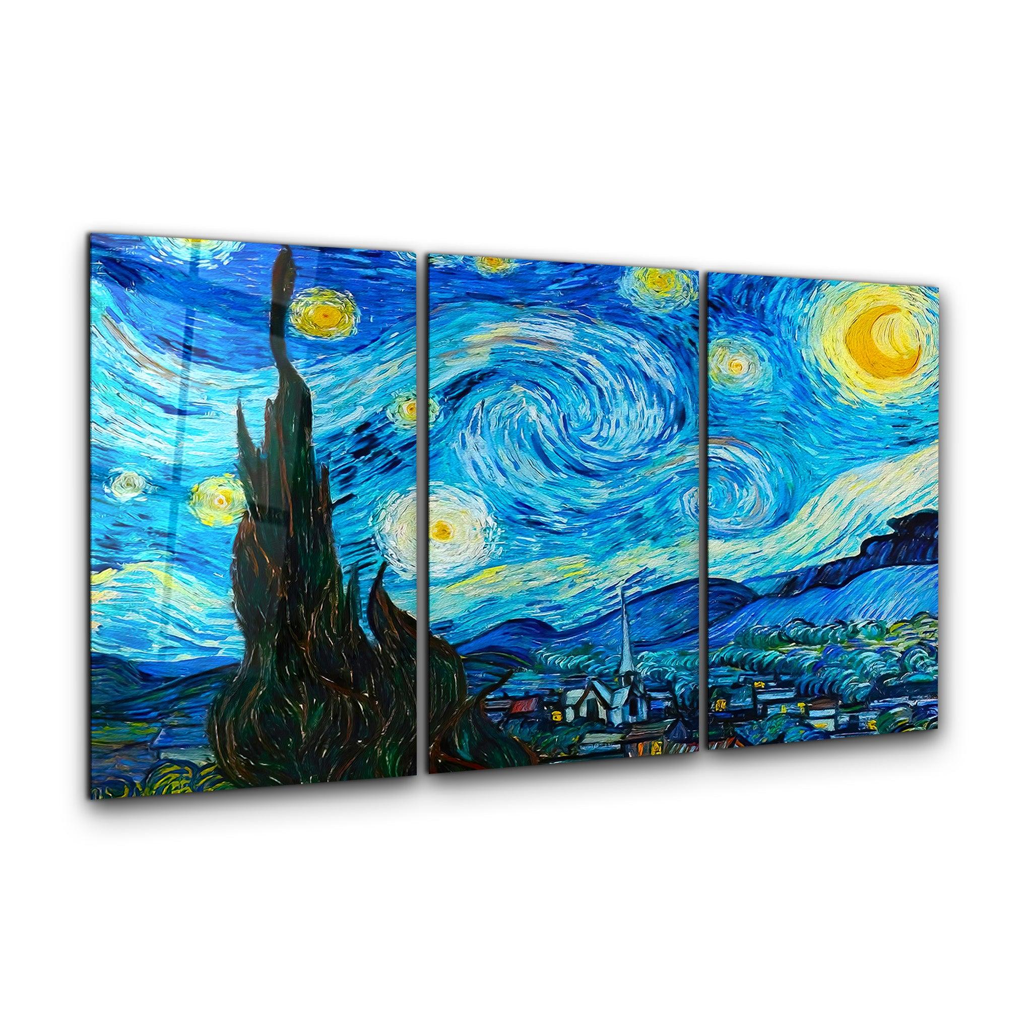 ・"Van Gogh The Starry Night - Trio"・Glass Wall Art - ArtDesigna Glass Printing Wall Art