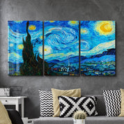 ・"Van Gogh The Starry Night - Trio"・Glass Wall Art - ArtDesigna Glass Printing Wall Art