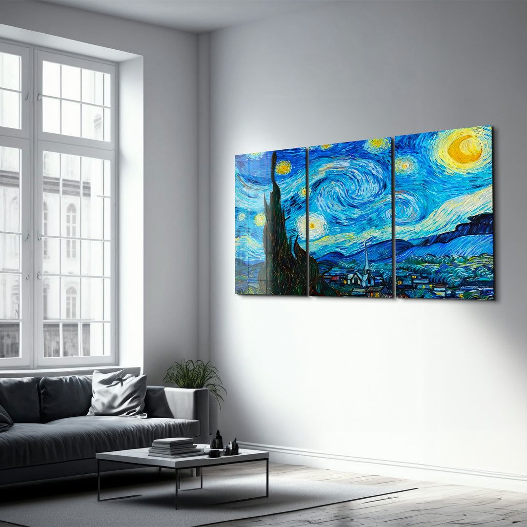 ・"Van Gogh The Starry Night - Trio"・Glass Wall Art
