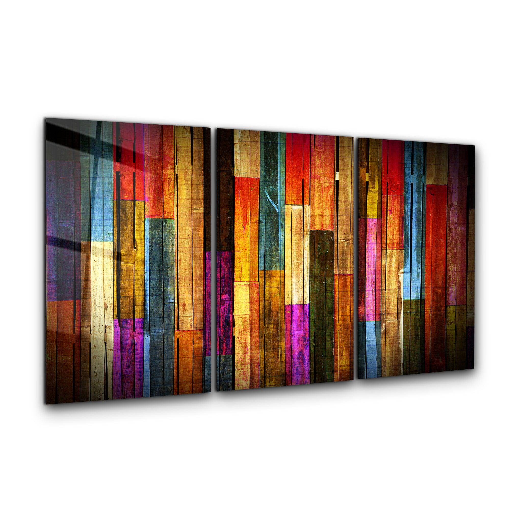 ・"Painted Wood - Trio"・Glass Wall Art - ArtDesigna Glass Printing Wall Art